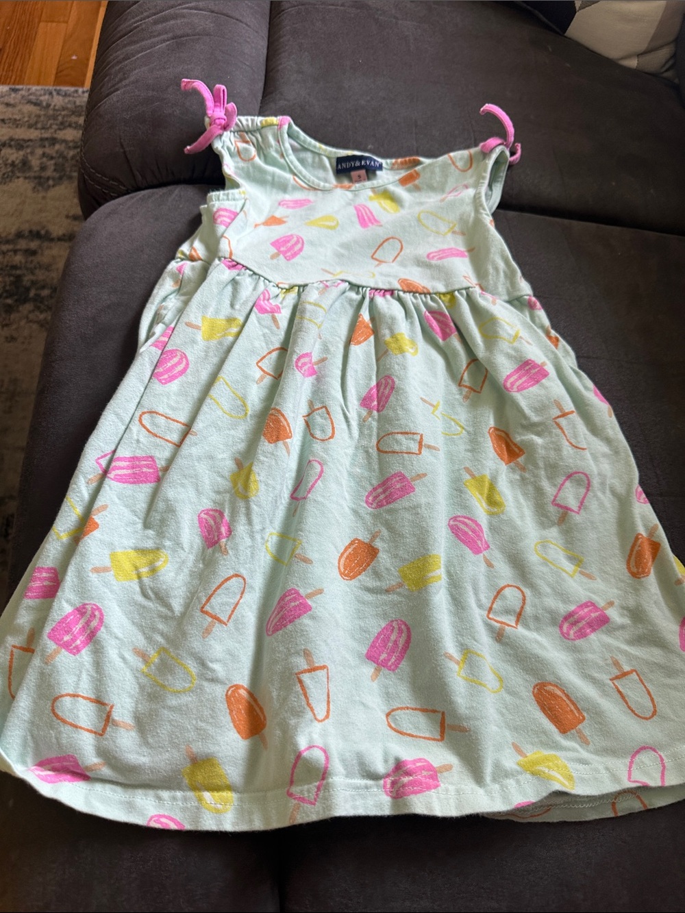 Andy & Evan Mint Popsicle Dress with Pink Tie Straps